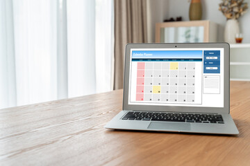 Calendar on computer software application for modish schedule planning for personal organizer and online business
