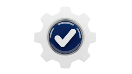 Gear with Verified Check Mark Icon
