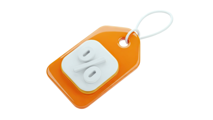 Orange Price Tag with Percentage Symbol