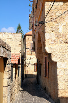 The narrow streets of the ancient town of Batroun on the Lebanese coast.