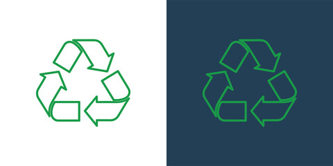 Obraz premium Recycling symbol illustration on contrasting backgrounds showcasing eco-friendly practices from a straightforward viewpoint