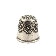 Antique-Style Silver Thimble with Floral Pattern