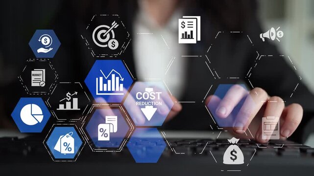 Cost reduction and cost saving through digital transformation, business cost optimization, operational cost reduction, financial savings, and resource efficiency strategy for business success. Funnel