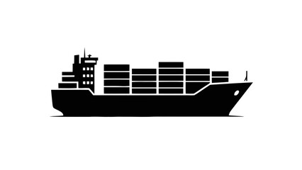 Obraz premium Vector illustration of a container ship for global transport and logistics, on transparent background