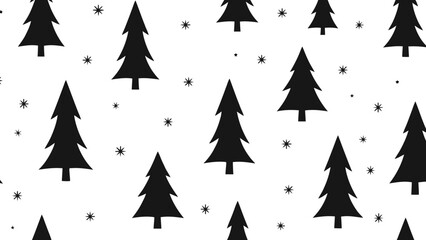 Obraz premium Vector illustration of, on transparent background, a seamless pattern with winter fir trees and snow