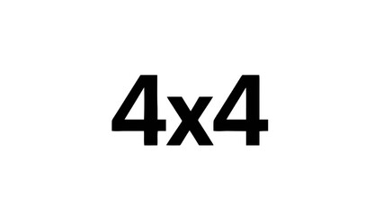 Obraz premium Vector illustration of the numerical 4x4 symbol for vehicles, on transparent background