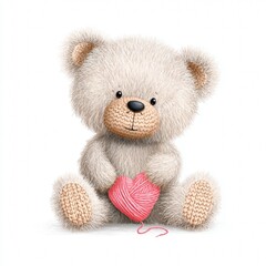 Obraz premium Crocheted Teddy Bear Valentine Character Clipart