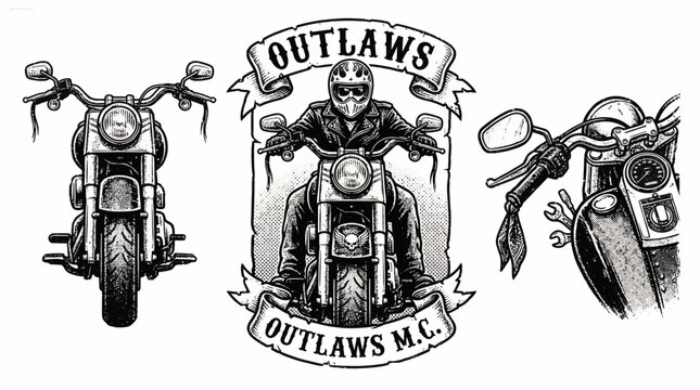 Vintage Outlaws Motorcycle Club Engraving Set