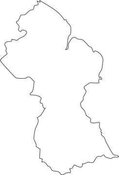 Guyana Map Stroke Outline Shape Vector