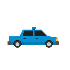 Blue Police Patrol Car Flat Design Vector Illustration Isolated on White Background