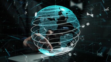 A captivating digital representation of a global connectivity interface, showcasing data visualizations and symbols, perfect for technology and business themes. Xenic - Powered by Adobe