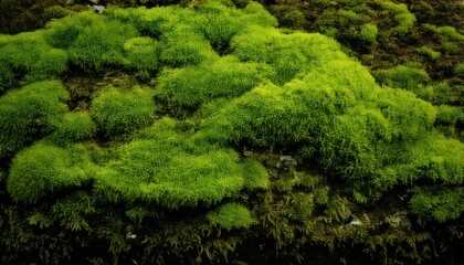 Lush Green Moss Covering a Forest Floor.