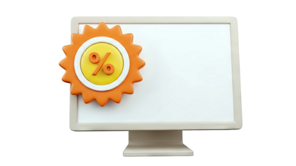 3D Render of a Computer Monitor with a Discount Badge