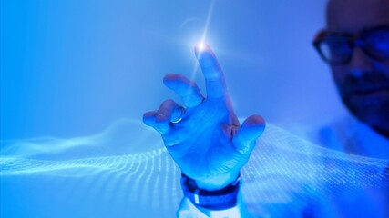 Man touching a padlock shield icon