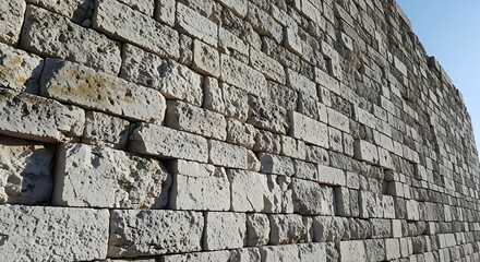 Solid stone brickwork forming a monolithic fortified stone structure