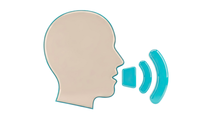 Abstract head silhouette speaking with sound waves