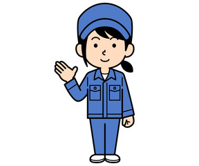 案内するシンプルな作業員の女性