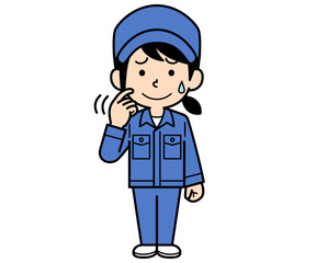 動揺するシンプルな作業員の女性