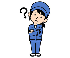 疑問に思うシンプルな作業員の女性