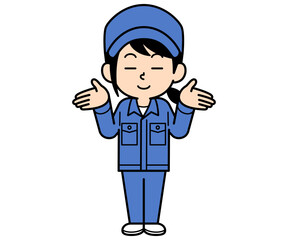 白々しいシンプルな作業員の女性