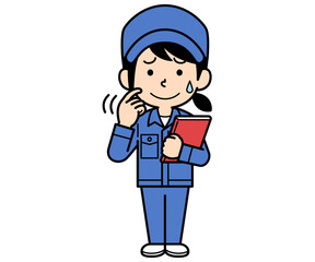 ファイルを持って動揺するシンプルな作業員の女性