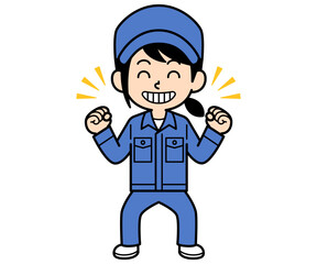 Fototapeta premium ニコニコ元気なシンプルな作業員の女性