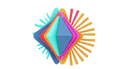 Abstract Geometric Sculpture with Vibrant Colors