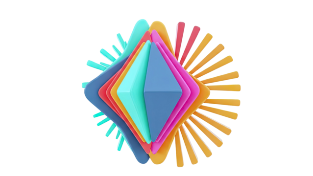 Abstract Geometric Sculpture with Vibrant Colors - Powered by Adobe