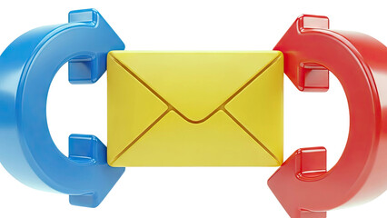 3D Yellow Envelope with Red and Blue Arrows