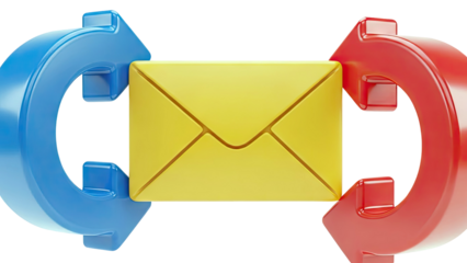 3D Yellow Envelope with Red and Blue Arrows