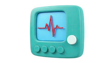 3D Icon of a Medical Monitor with Heartbeat