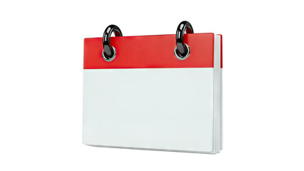 Blank Calendar with Red Header and Silver Rings