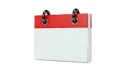 Blank Calendar with Red Header and Silver Rings