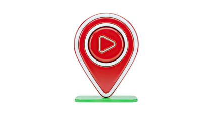 3D Rendered Red Play Button Location Pin