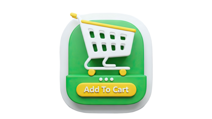 3D Shopping Cart Icon with 'Add to Cart' Button