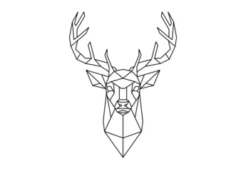 Fotobehang Hipster Dieren Geometric deer polygon vector head icon. Animal Christmas reindeer line modern origami polygonal geometric icon  © kolonko