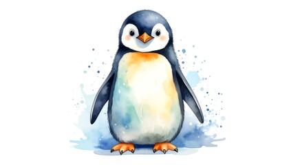 Fototapeta premium Cute penguin watercolor illustration