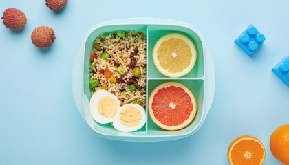 Fototapeta premium Kid lunchbox with healthy food.