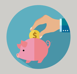 Savings Concept Coin and Piggy Illustration