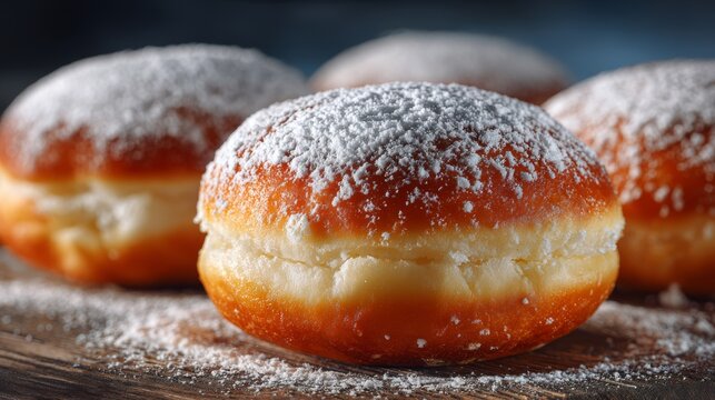 Freshly baked Berliner donuts on display for Cologne Carnival celebration in vibrant studio setting