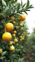 Vibrant citron fruit on tree branch, showcasing fresh citrus, aromatic qualities, and commercial appeal for food, fragrance, and natural product concepts