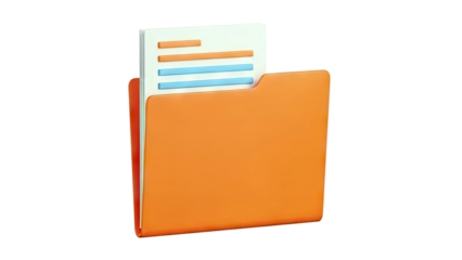 3D Orange Folder Icon with Documents