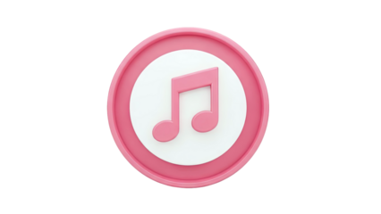 3D Pink Music Note Icon on White Background