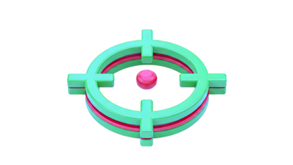 3D Green and Red Target Symbol with Red Dot