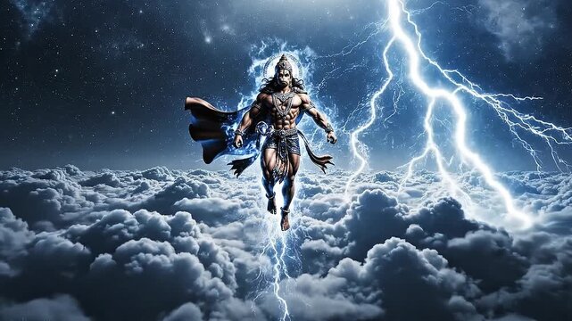 Hanuman Lord of Storms Divine Power Lightning Clouds Mythology