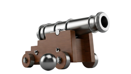 3D rendering of a vintage cannon with cannonball