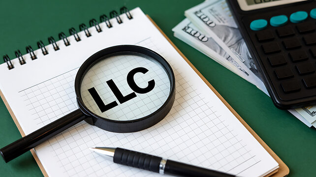 Business planning with LLC concept and financial tools on desk