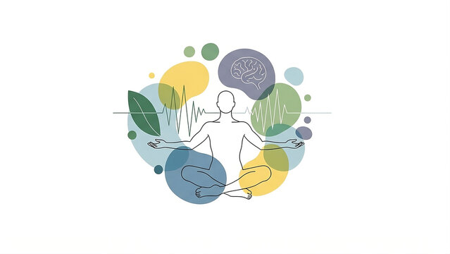 Abstract flat illustration representing sustainability, environmental balance, renewable resources, and eco-friendly development. Suitable for green energy, ecology, and environmental awareness themes