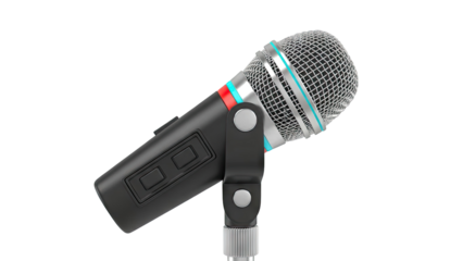Modern Black Microphone with Chrome Accents on Stand