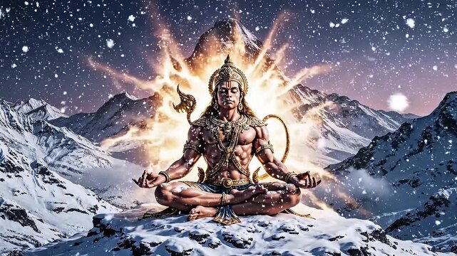 Divine Figure Meditation Himalayas Snow Energy